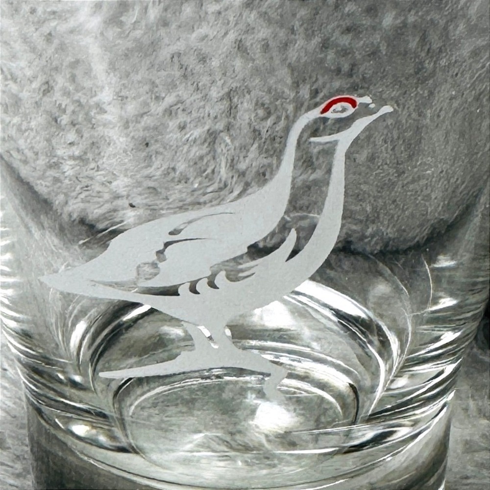 Etched Partridge Quail Whiskey Glass Rocks Glass Bird Hunting Barware Heavy Base - Picture 3 of 6